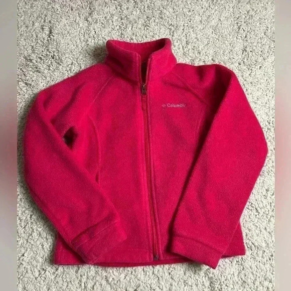 Columbia Other - GIRLS COLUMBIA BRIGHT PINK FLEECE COAT SIZE X-SMALL 6/7 PREOWNED